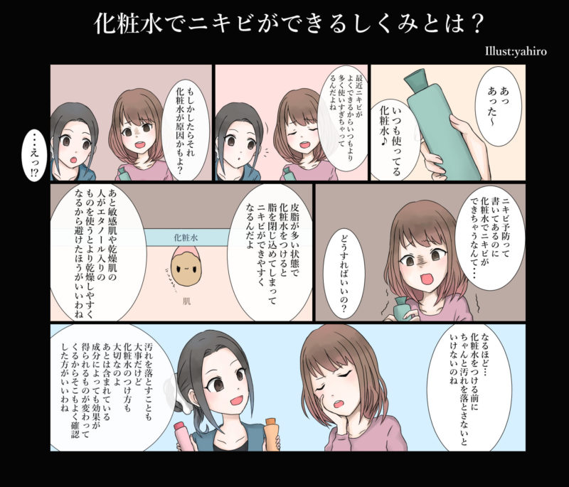 化粧水でニキビができる原因の漫画