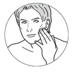 肌に二、三回塗る説明の画像